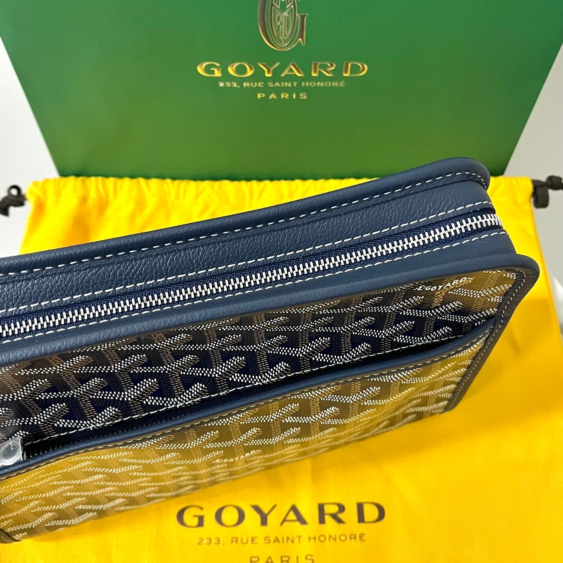 [미사용 새상품] 고야드 쥬방스 MM 네이비 클러치 백 가방 상품이미지5