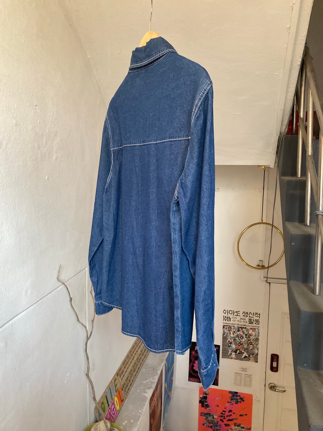 웨스턴 똑딱이 단추 데님 셔츠 상품이미지7