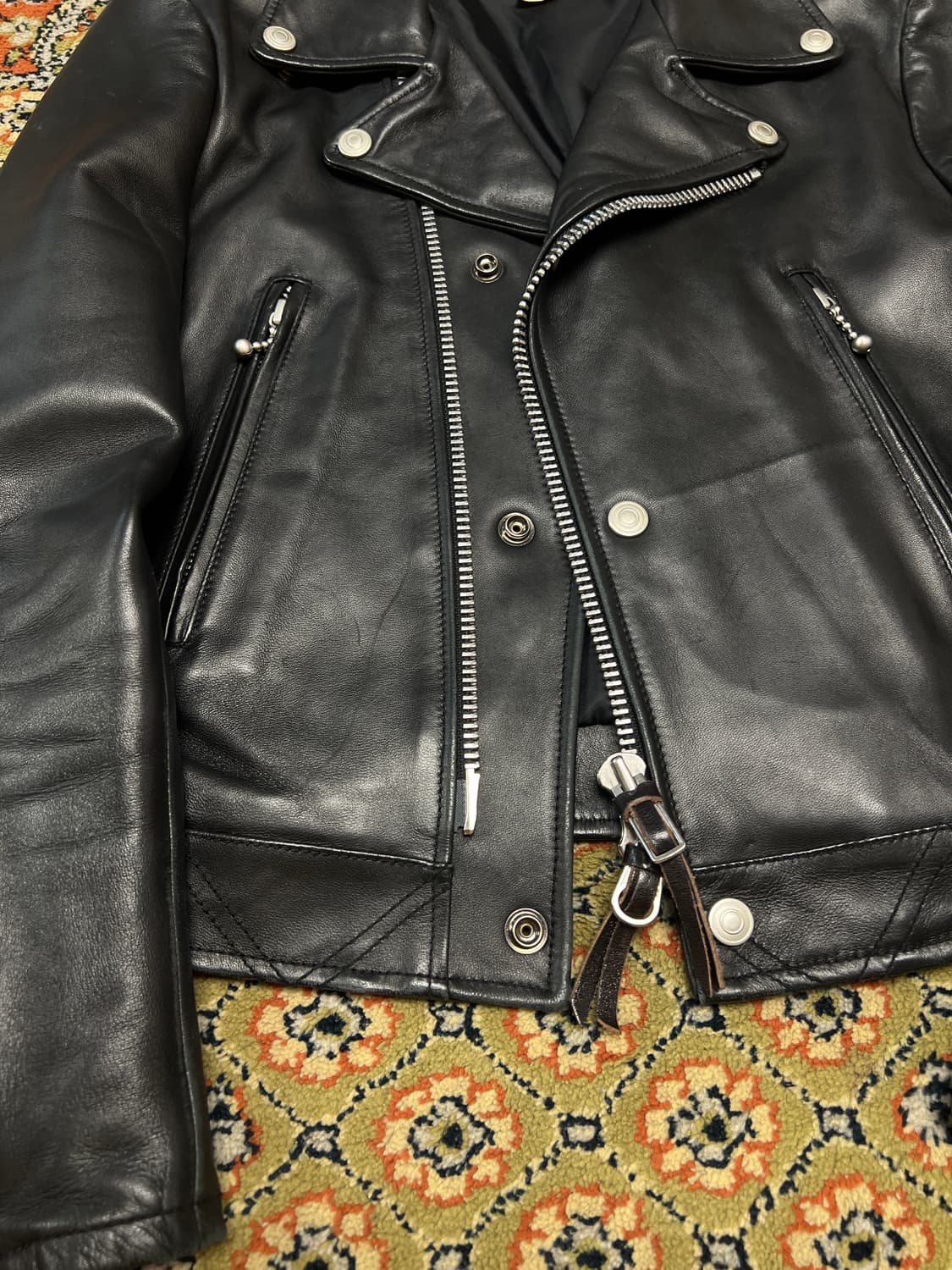 [36] 디아프바인 램스킨 죠니 더블 라이더자켓 블랙 상품이미지4