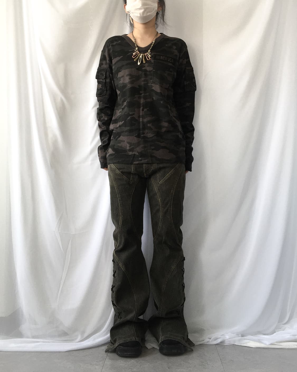 Avirex came pattern sleeve 상품이미지4