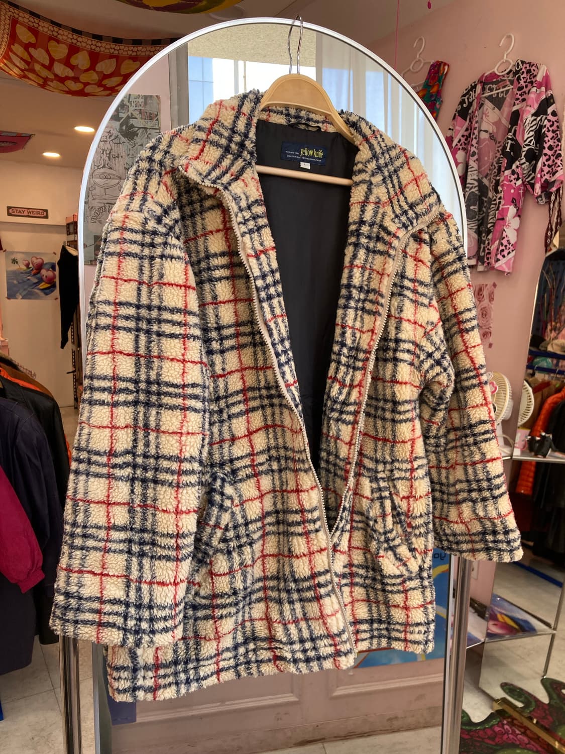 빈티지 체크 뽀글이 후리스 상품이미지1