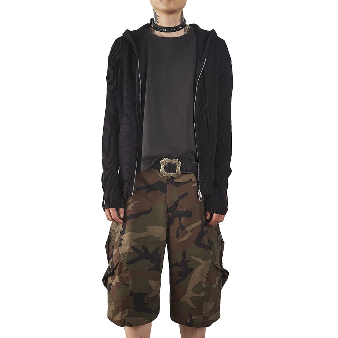 NVRFRGT 컷 아웃립 집업 후디 블랙 2사이즈 상품이미지4