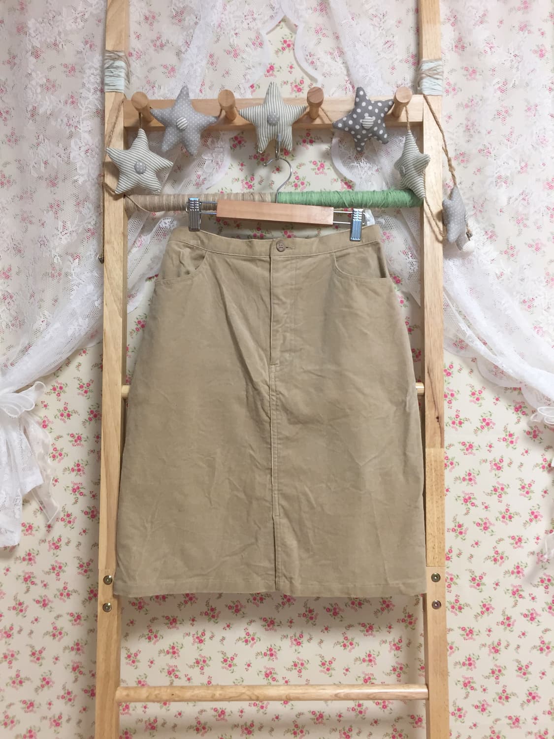 빈티지 모리걸 베이지 골덴 스커트 상품이미지1