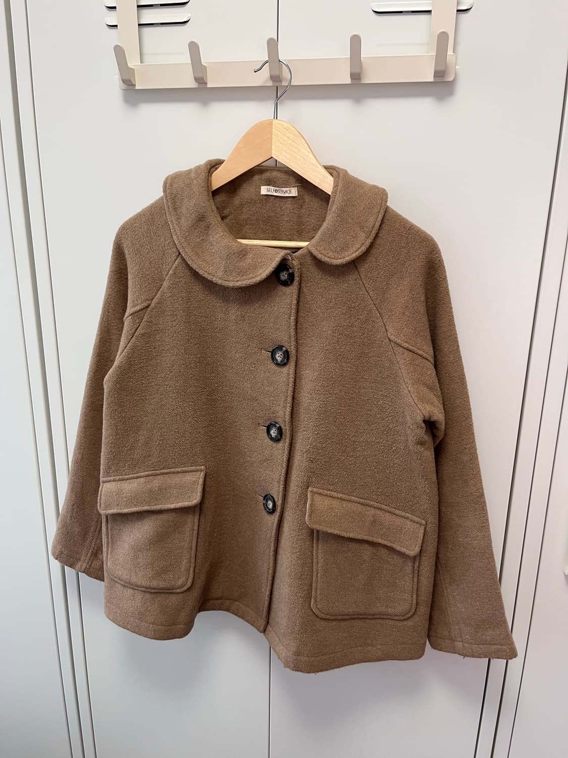 Self service 둥근카라 사와코모리 울 코트 상품이미지6