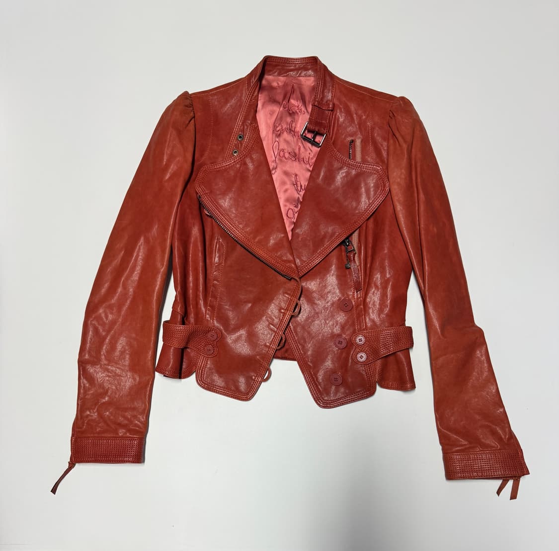 여성 오즈세컨 빈티지 리얼 양가죽 크롭 자켓 44 상품이미지1