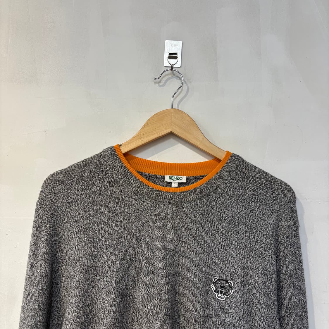 KENZO 겐조 크루넥 니트 그레이/오렌지 배색 포인트 상품이미지5