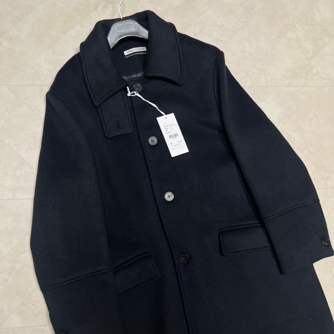 새상품(M)비바스튜디오 울캐시미어 수티앵카라 롱코트 네이비 상품이미지8