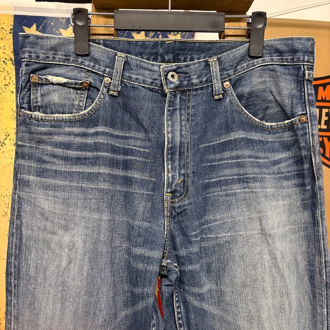 00s 리바이스502 빈티지워싱 캣브러쉬 가죽탭 스트레이트 데님팬츠N81 상품이미지3