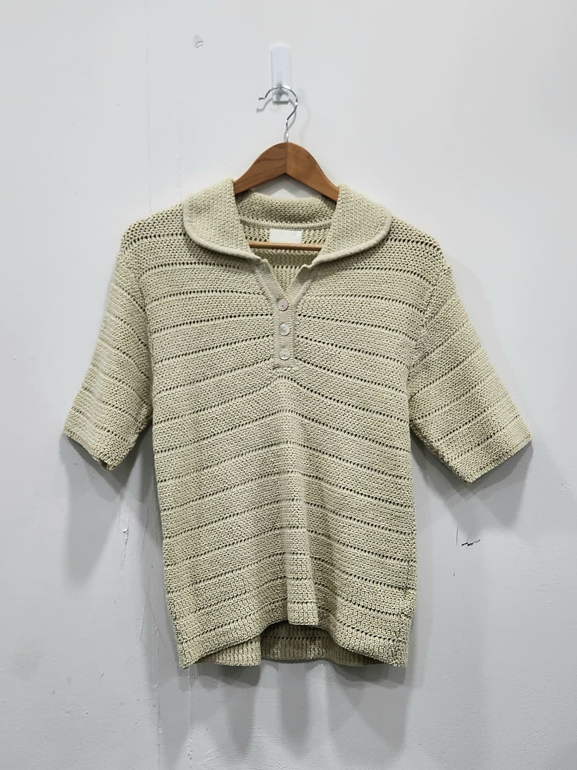 [F] 더샌드 the sand 반팔 카라 니트 연그린 상품이미지1