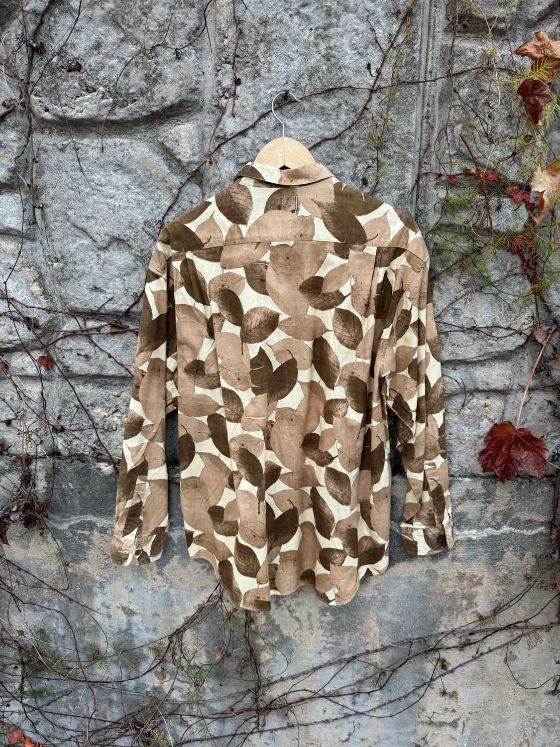 일본 빈티지 코튼 100 낙엽 에스닉 패턴 셔츠 상품이미지2