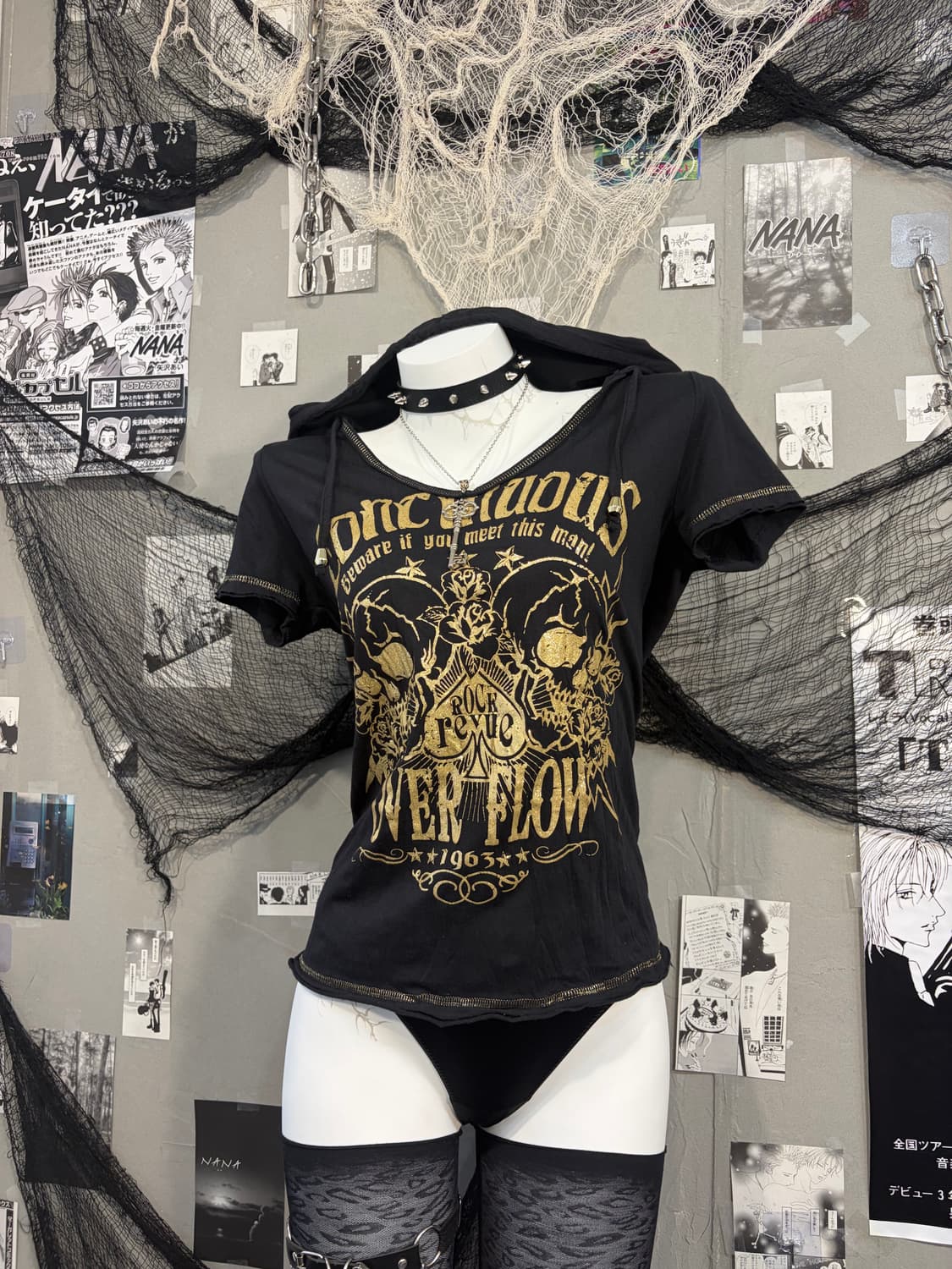 Gothic skull lace tie hood half sleeve 상품이미지8