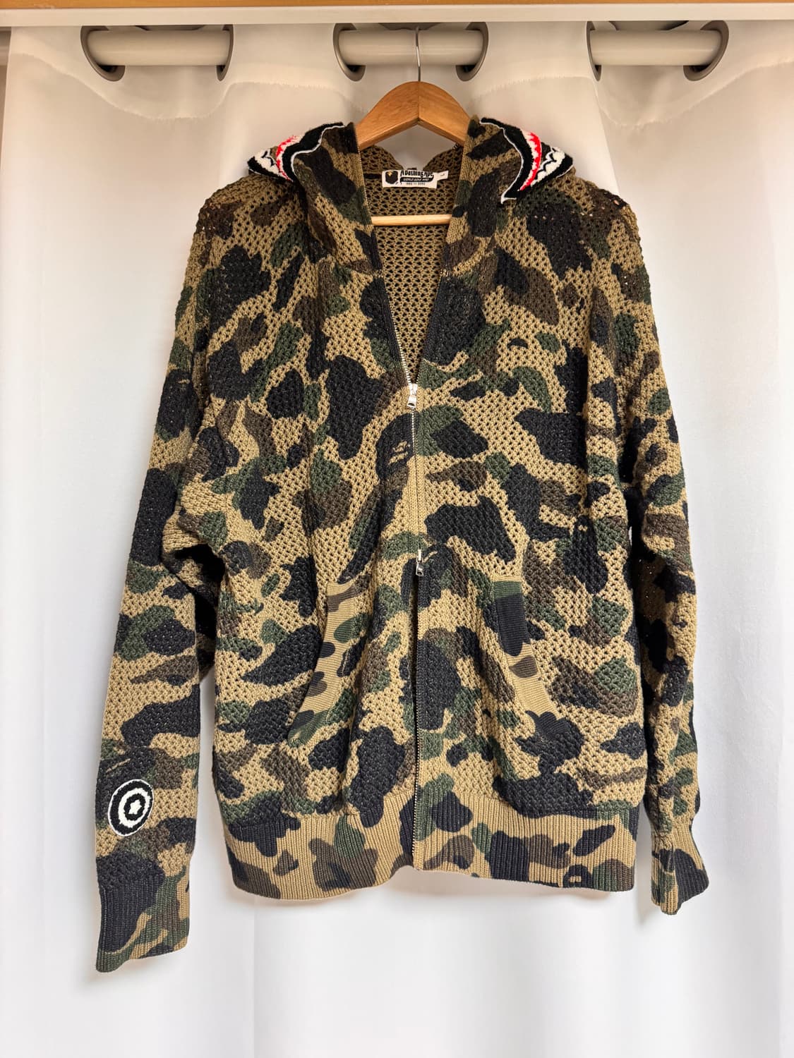 베이프 퍼스트 카모 크로쉐 샤크 풀 집 후디 그린 상품이미지1