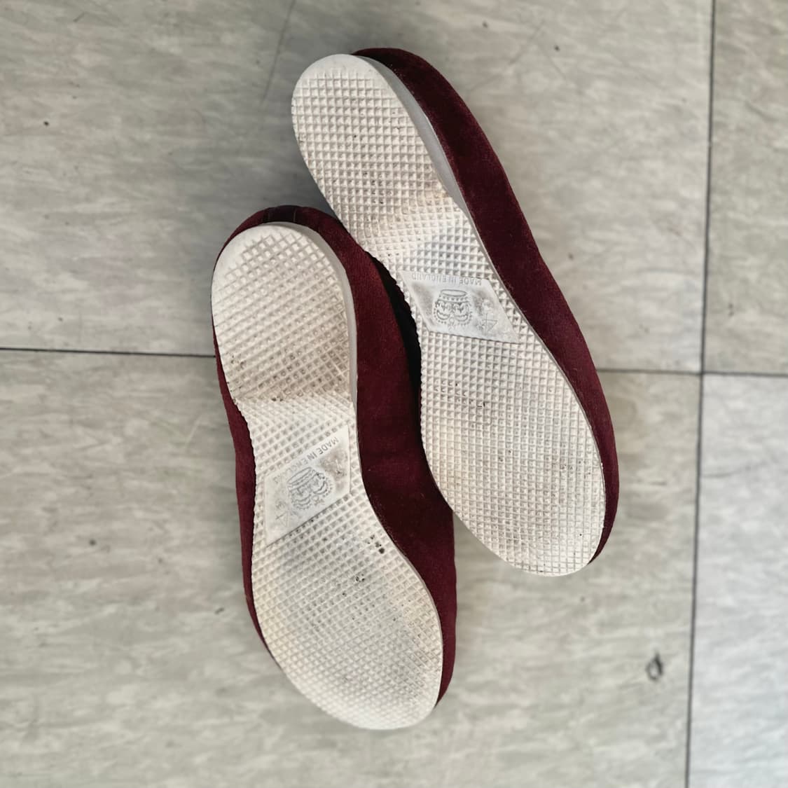 vintage velvet plat shoes 벨벳 플랫슈즈 버건디 상품이미지3