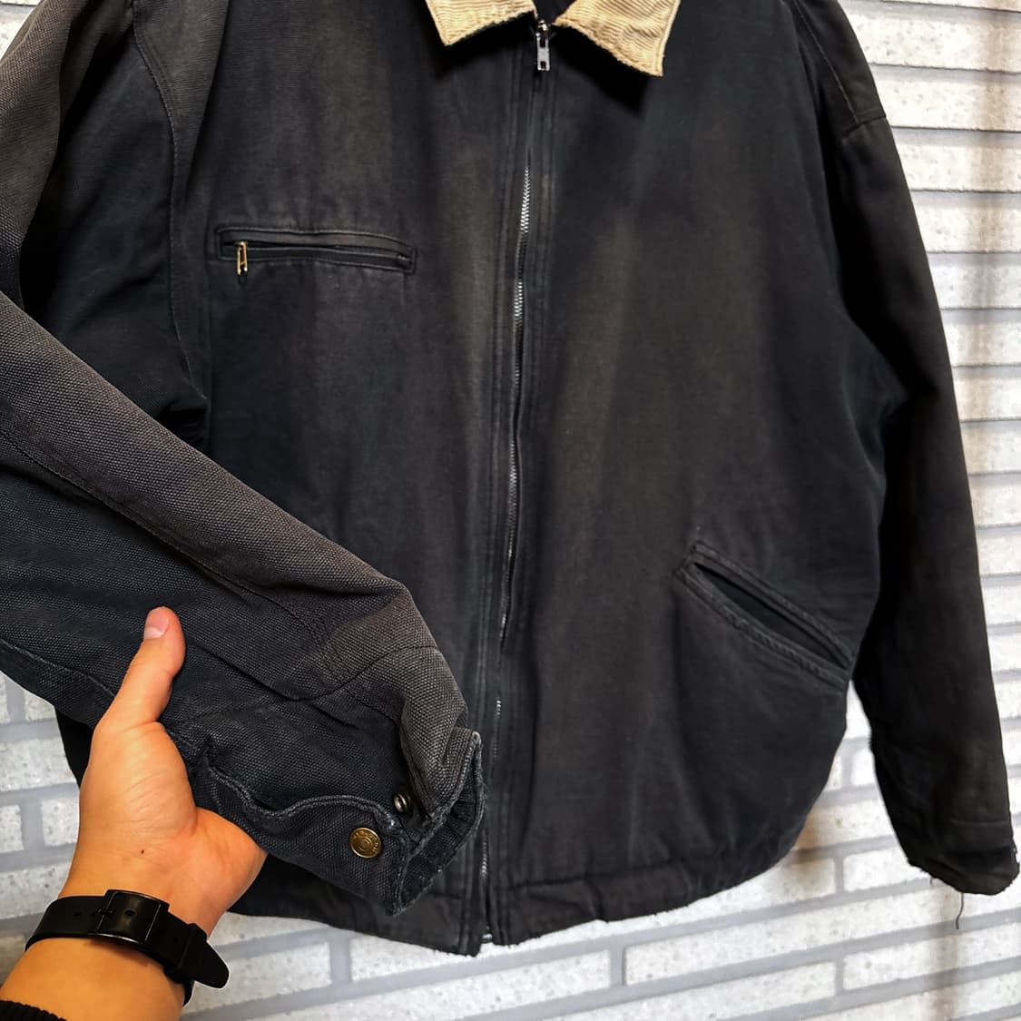 USA VINTAGE 코듀로이 카라 워크자켓 퀼팅안감 디테일 블랙 상품이미지5