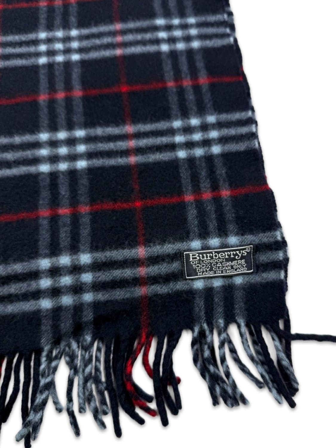 빈티지 버버리 케시미어 네이비 체크 머플러 상품이미지2