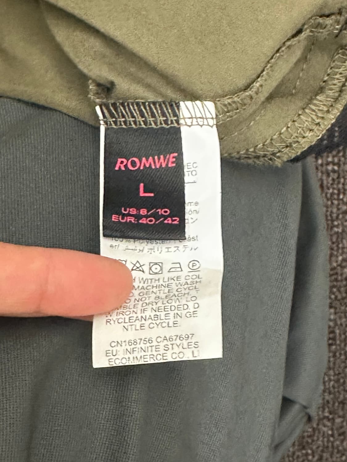 L)ROMWE 빈티지 여성 레이스 디테일 카키 나시 상품이미지3