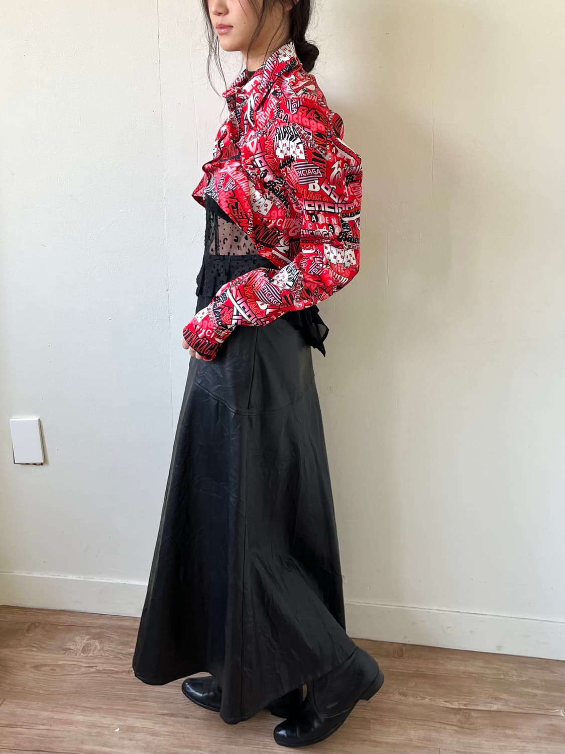 19ss 발렌시아가 울 오버 로고 프린트 셔츠 상품이미지5