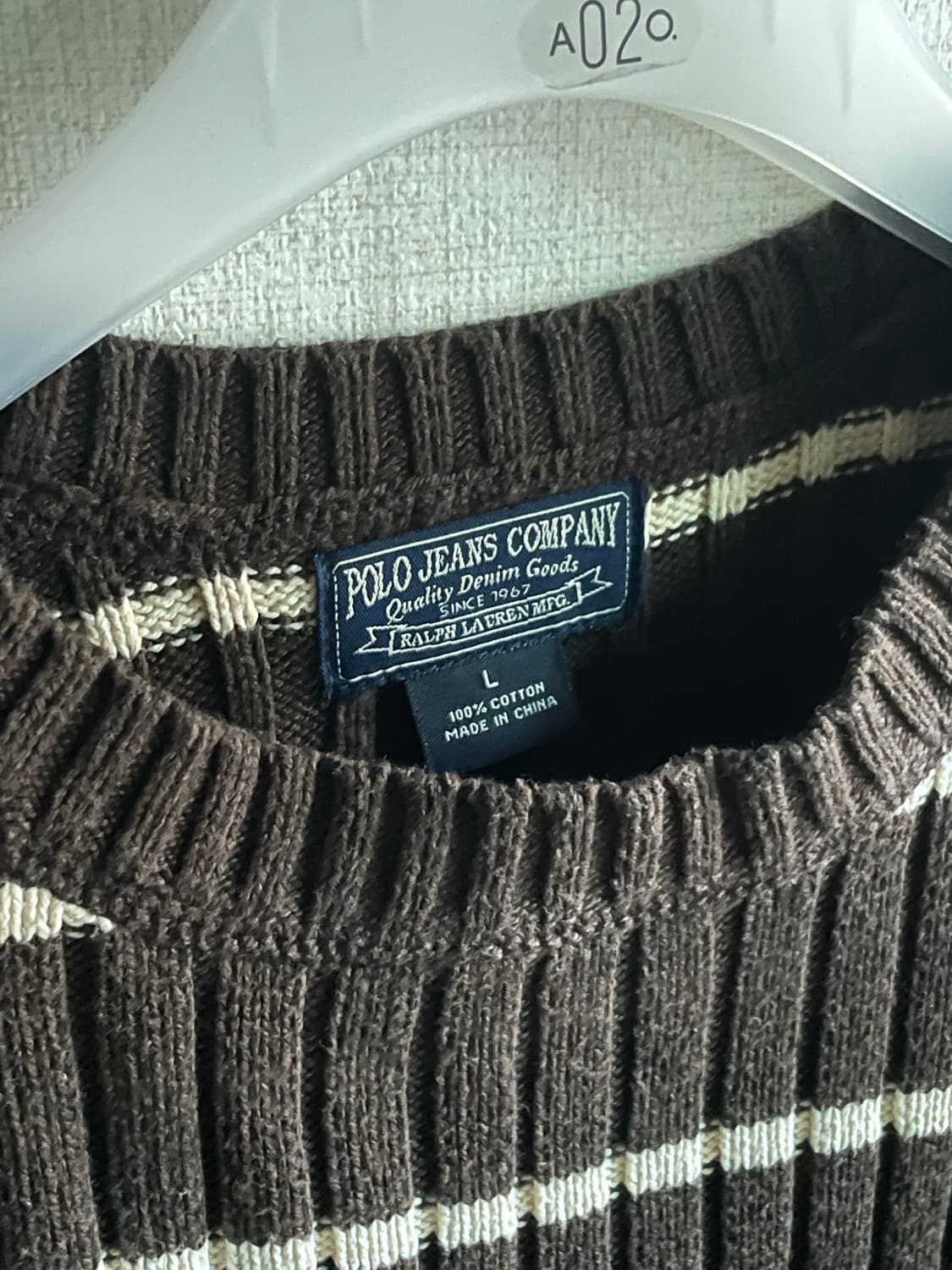 폴로진스 빈티지 스트라이프 코튼 니트 L 상품이미지3