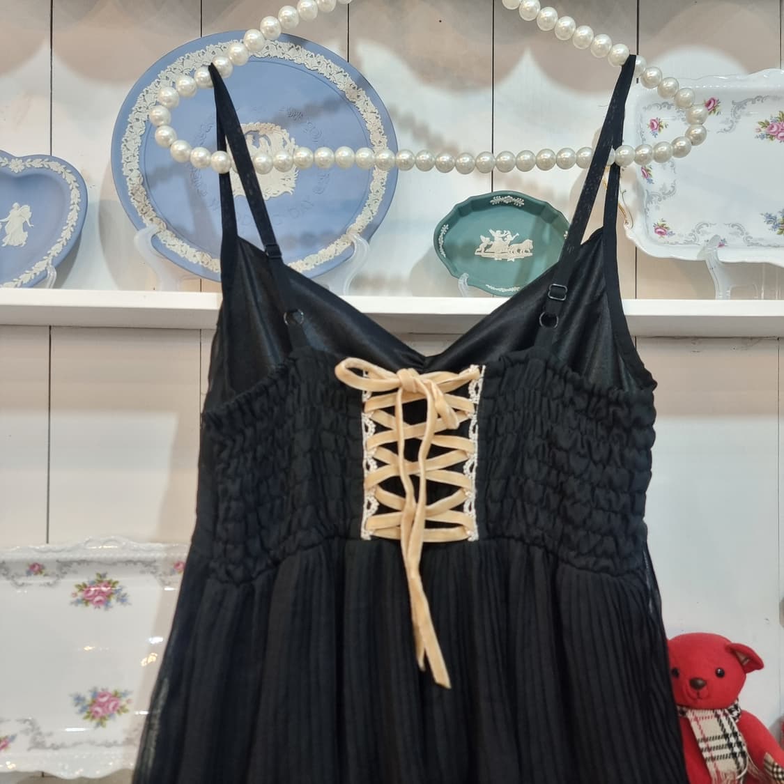 axes femme(엑시즈 팜므) 블랙 레이스 자수 슬립 원피스 상품이미지9