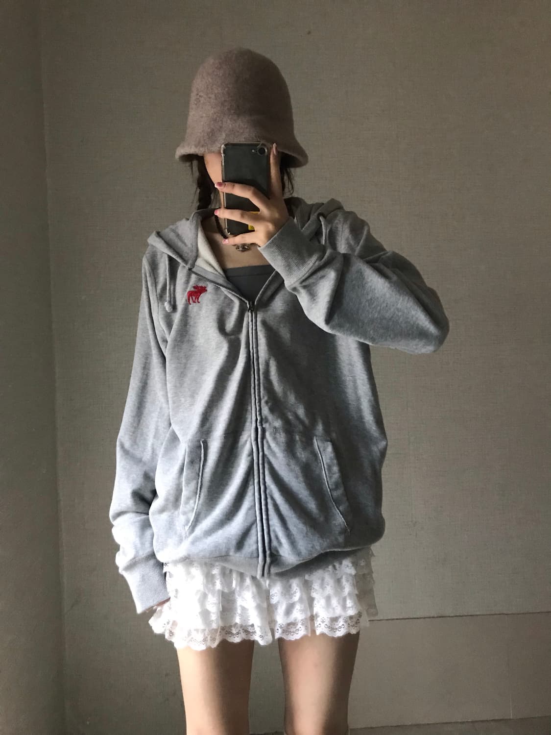 아베크롬비 그레이 오버핏 후드집업 상품이미지4