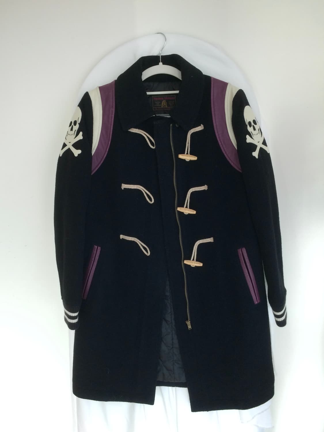 히스테릭 글래머 아카이브 양 가죽 램 스킨 스컬 해골 울 더플 코트 상품이미지3