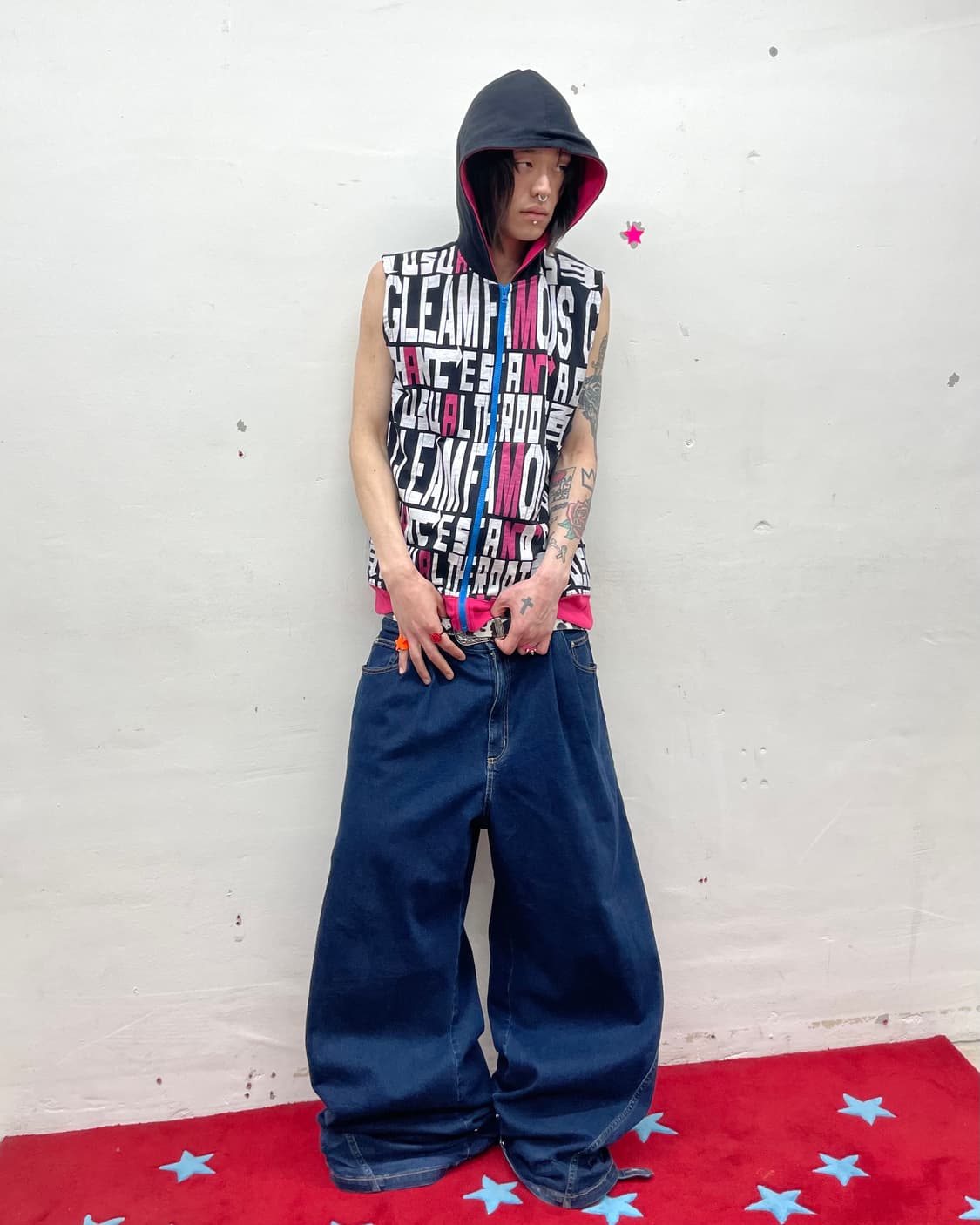 Retro lettering multi-hooded vest 상품이미지5