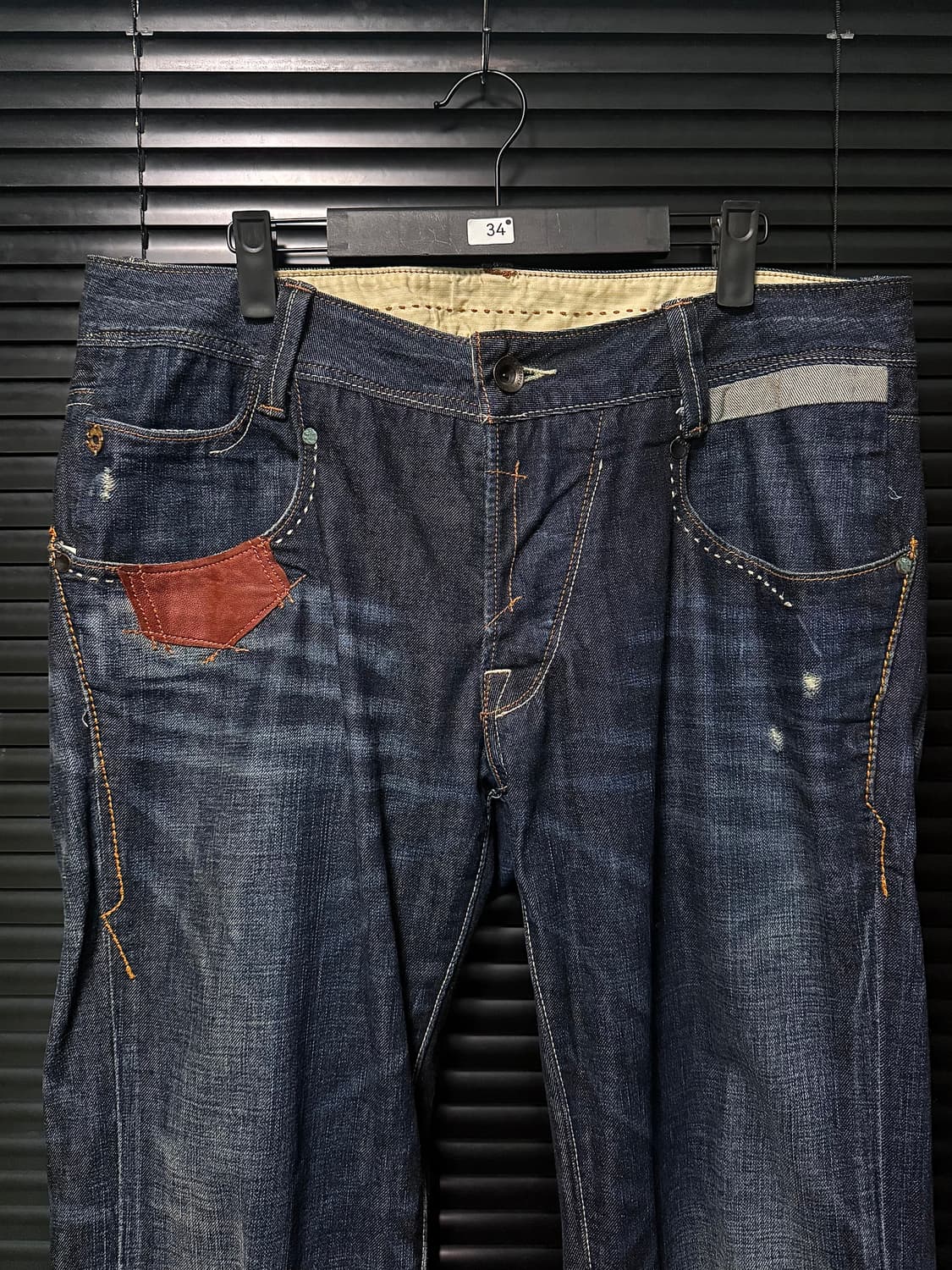 리바이스 쿠퍼 가죽 부츠컷 나팔 바지 플레어진 워싱 데님 스티치 34 상품이미지2