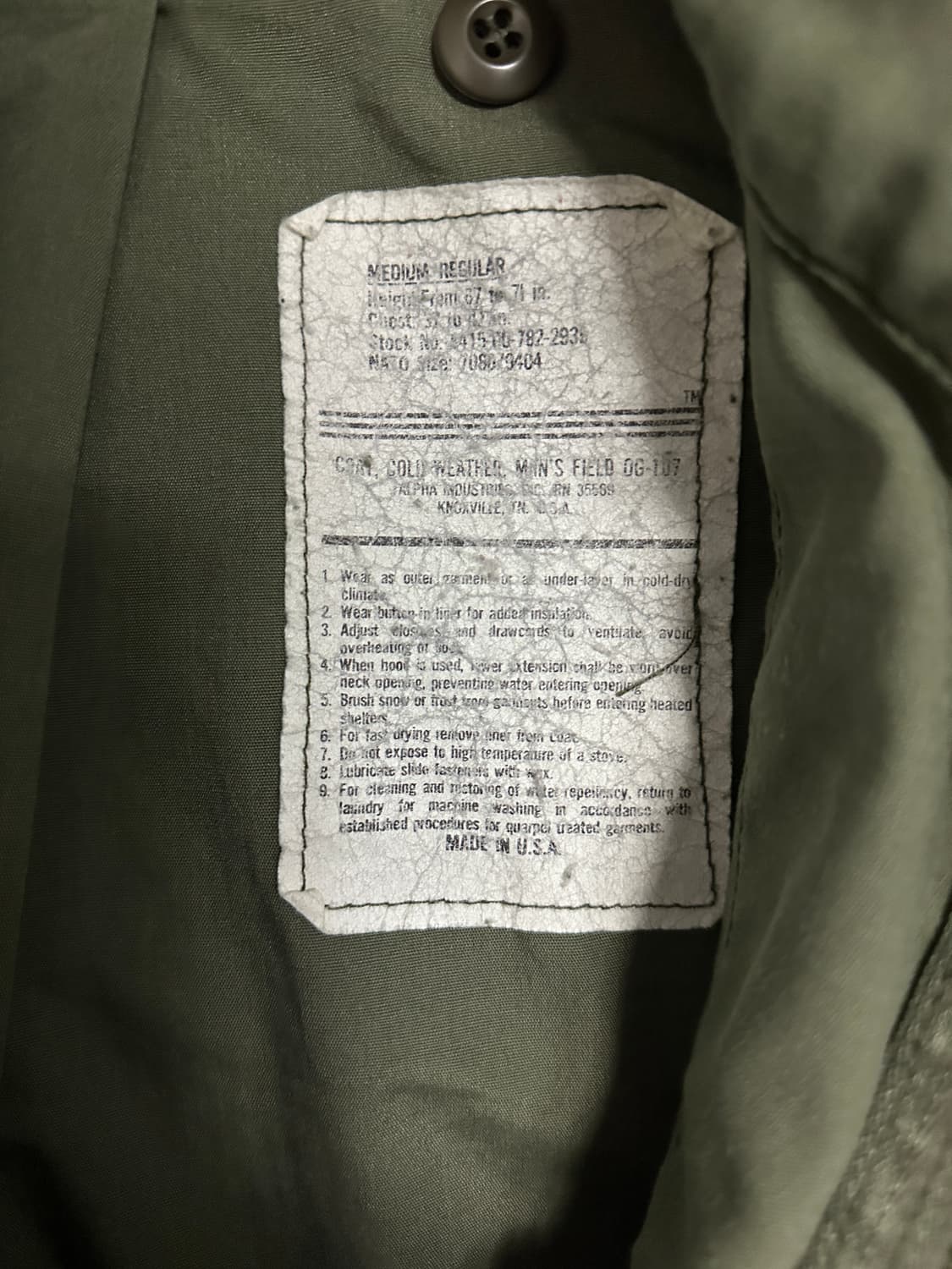 알파인더스트리 민수용 3세대 M65 필드자켓 상품이미지3