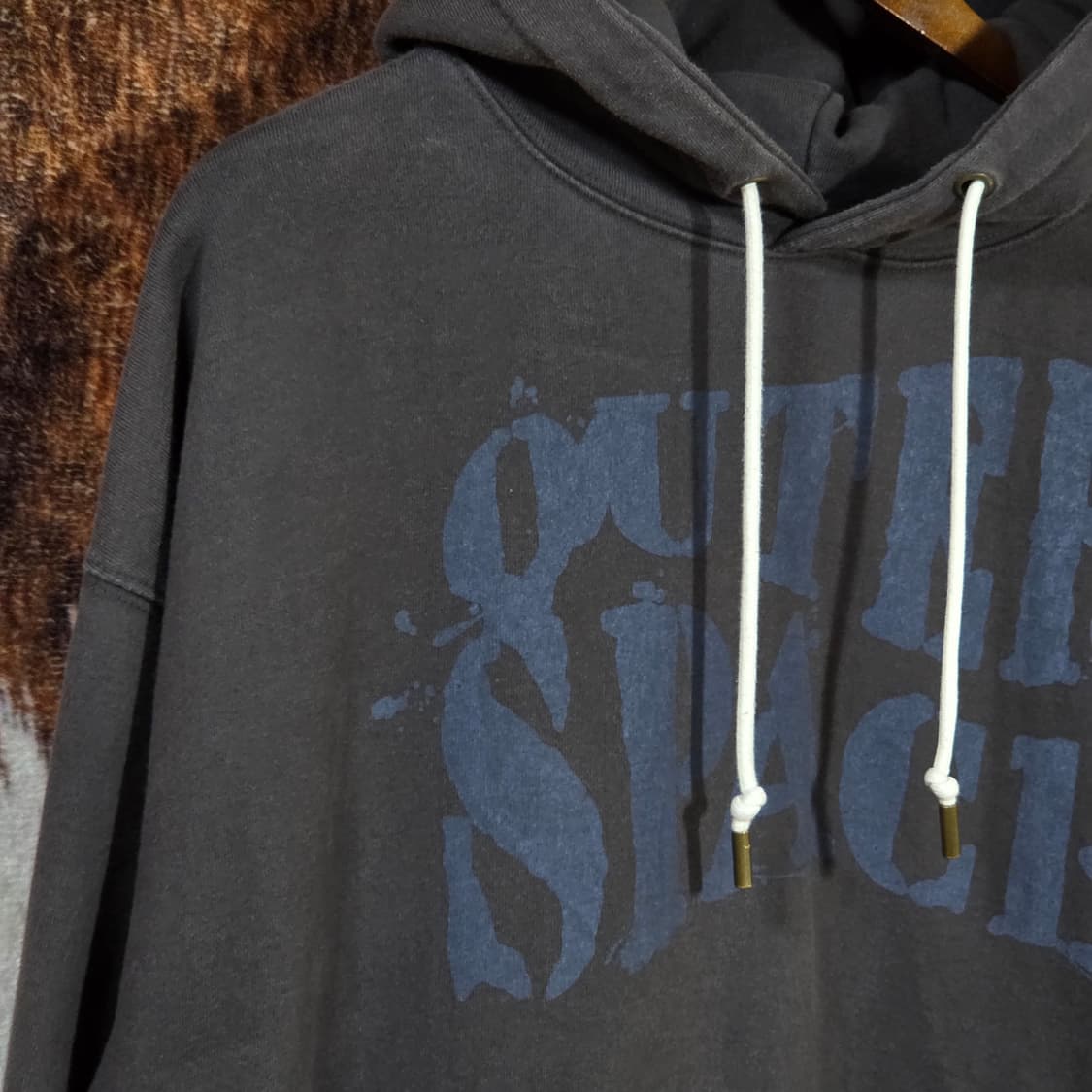 그레이 차콜 레터링 프린팅 오버핏 후드티 상품이미지2