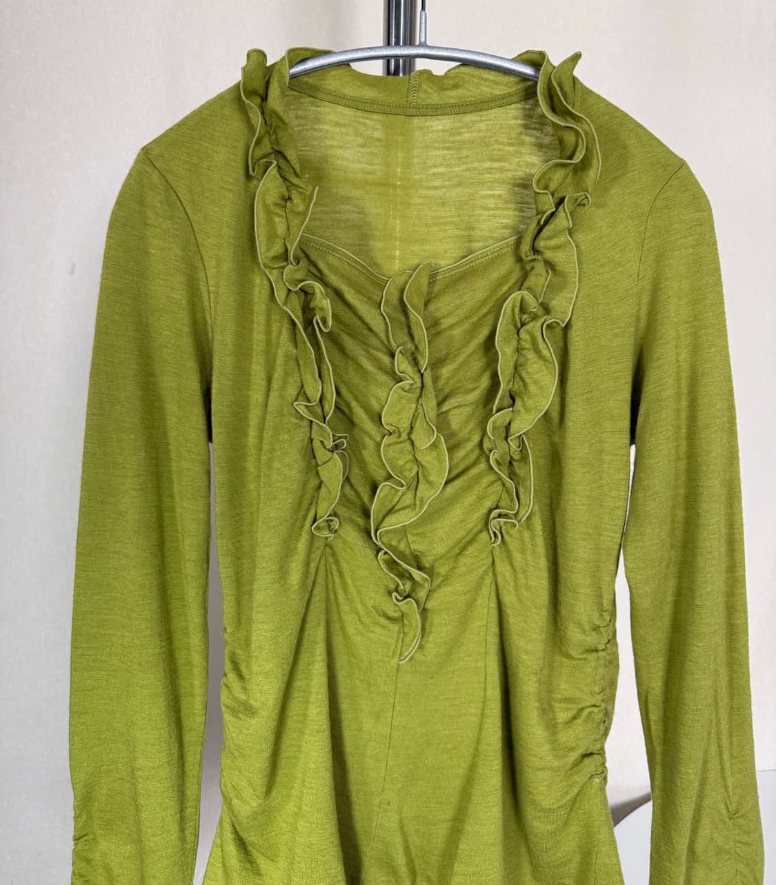 빈티지 완두콩 그린 프릴 티셔츠 상품이미지5