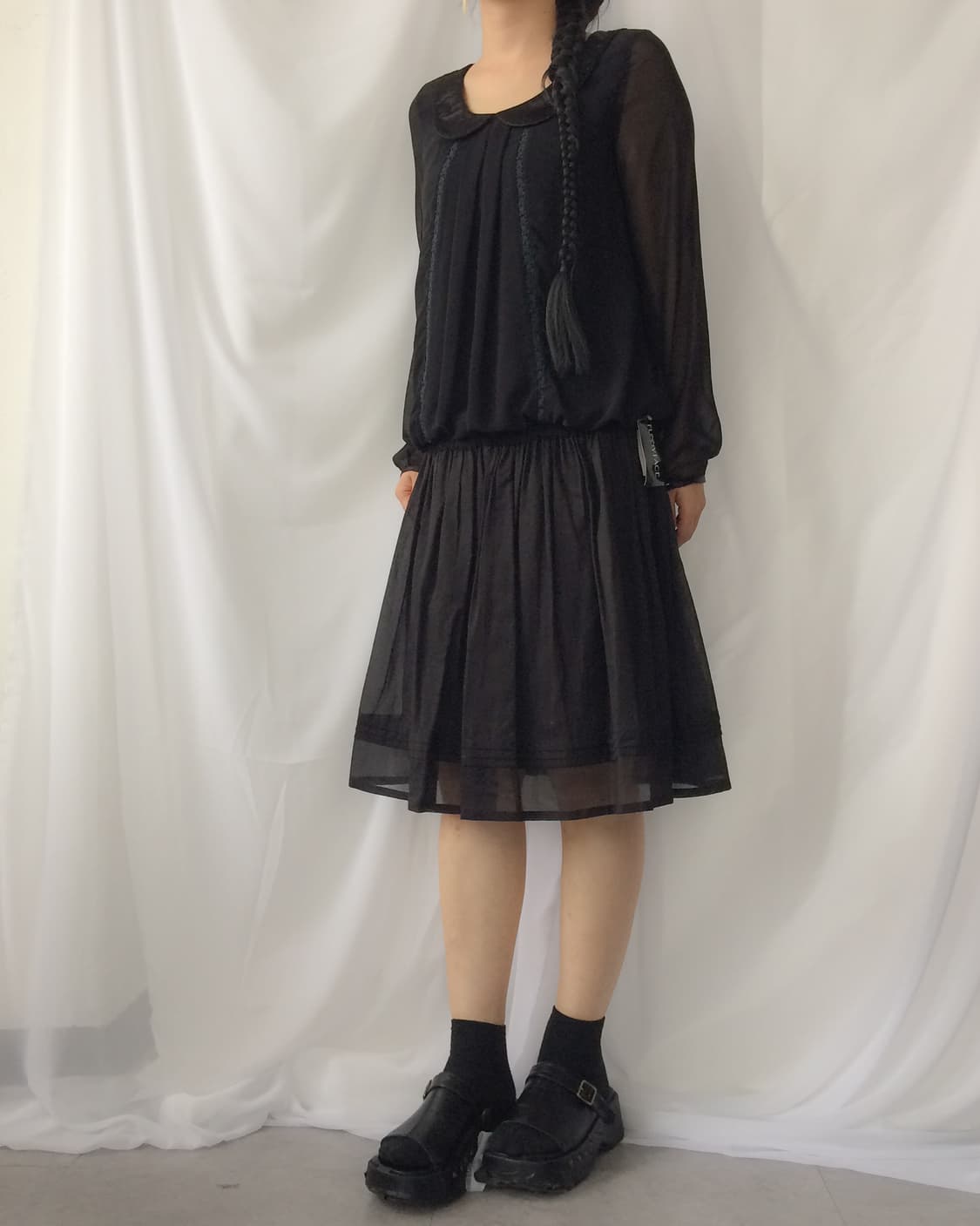 shirring line detail point midi skirt 상품이미지5