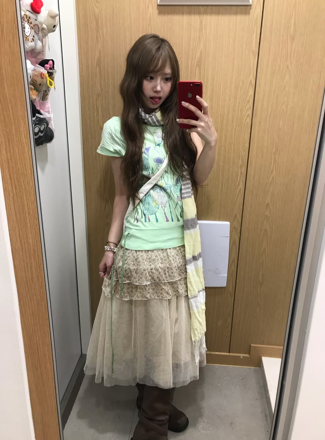 베이지 컬러 히피 하구미 잔꽃 프린팅 코디세트 상품이미지3