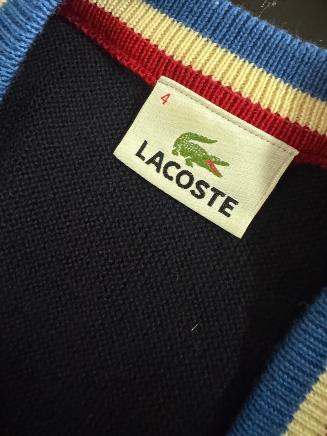 여성 라코스테 빅 로고 프레피룩 울 가디건 S 네이비 상품이미지3