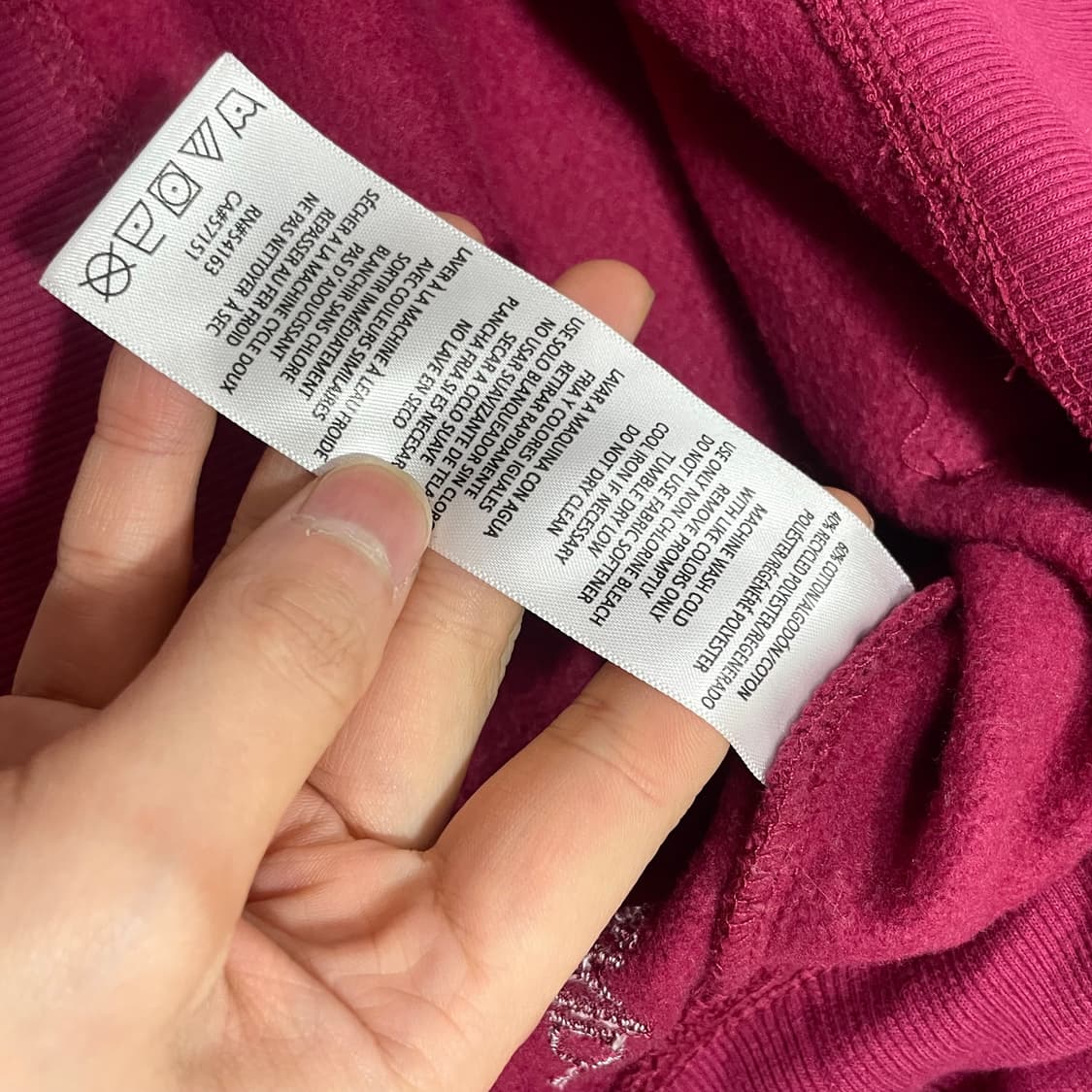 캘빈클라인 와플디테일 버건디 기모 크롭 후드티셔츠 여성M 상품이미지5