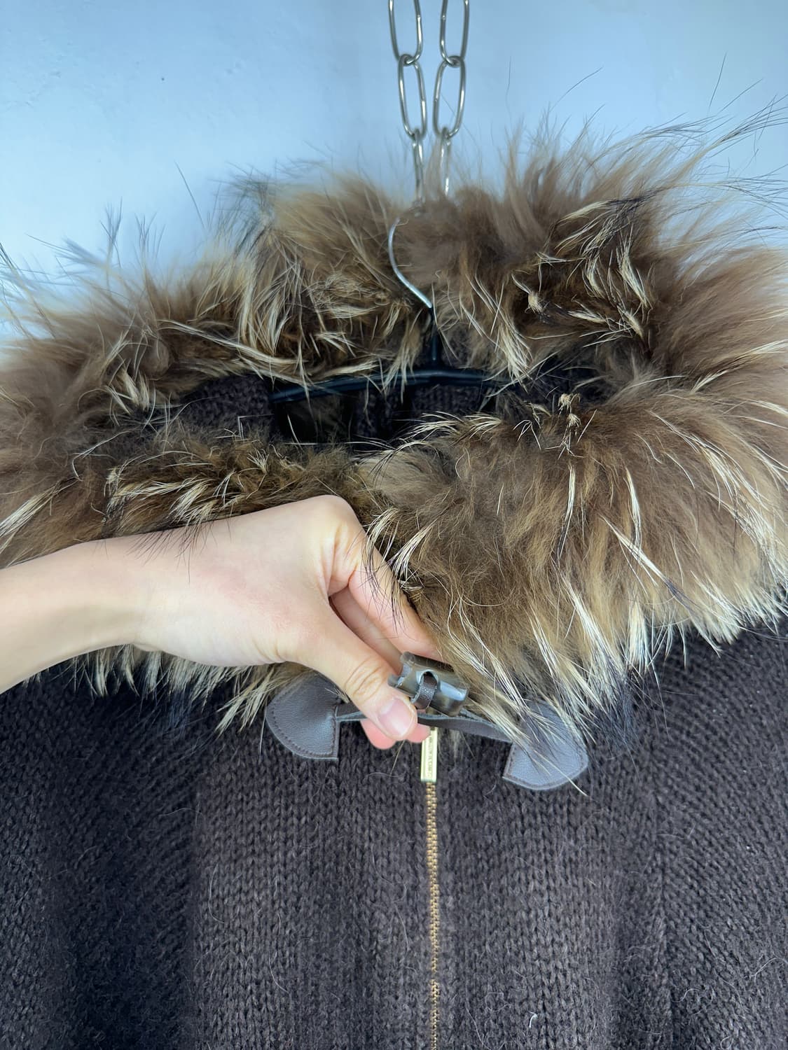 JPN fur trimming drape cape hoodie 상품이미지7