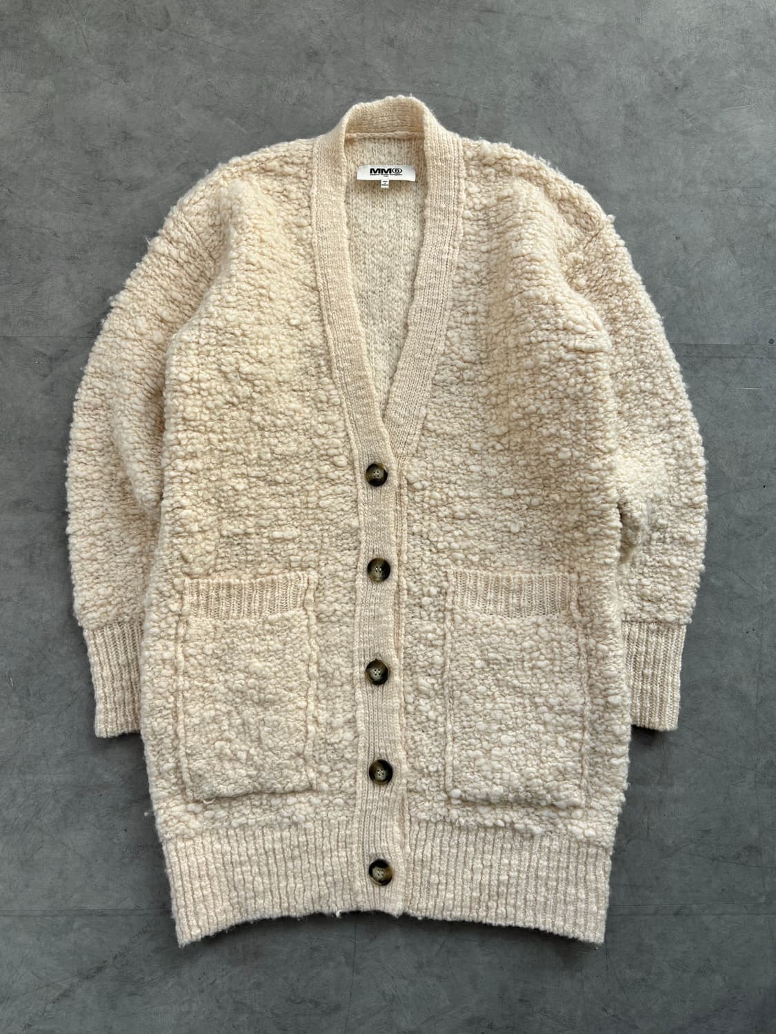 MM6 메종 마르지엘라 아이보리 부클 투포켓 가디건 상품이미지4