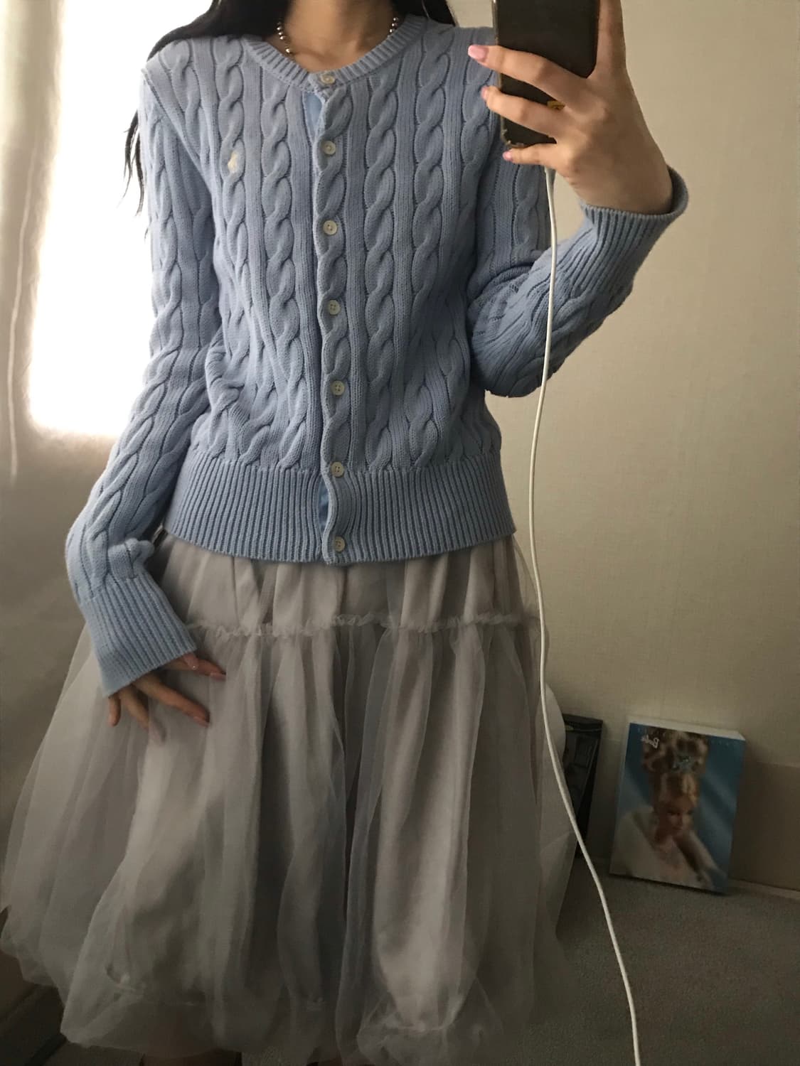 폴로 베이비블루 케이블 가디건 상품이미지1