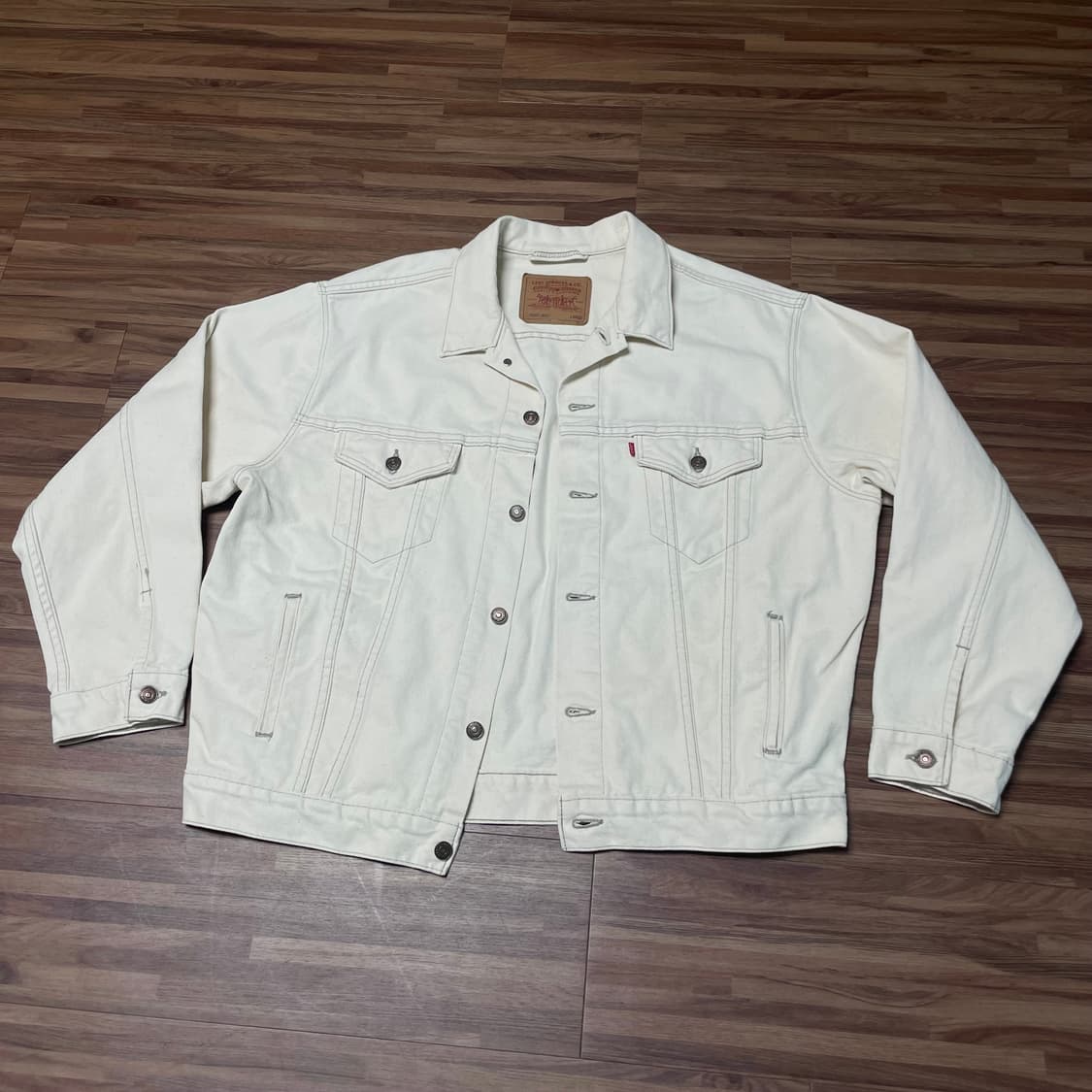 90s 미제 리바이스 빈티지 화이트 데님 트러커 청자켓 L(XL) 상품이미지1