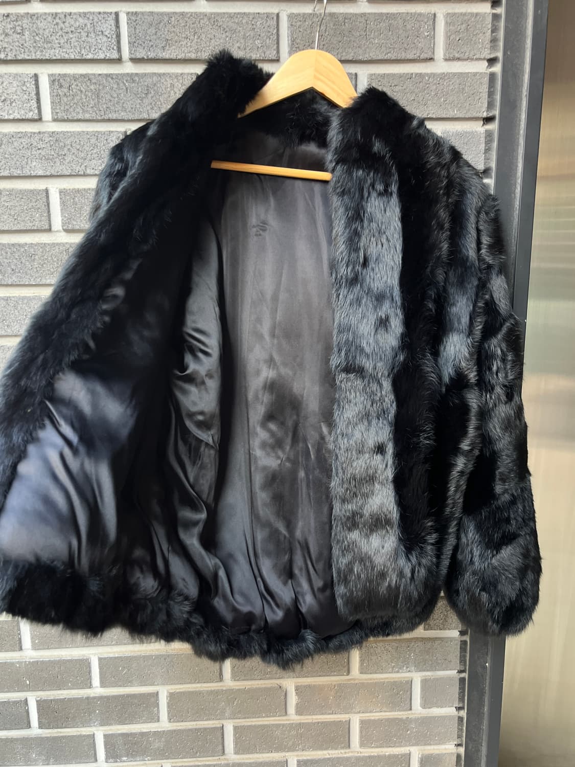 90s Genuine 천연 래빗퍼 자켓 블랙 상품이미지9