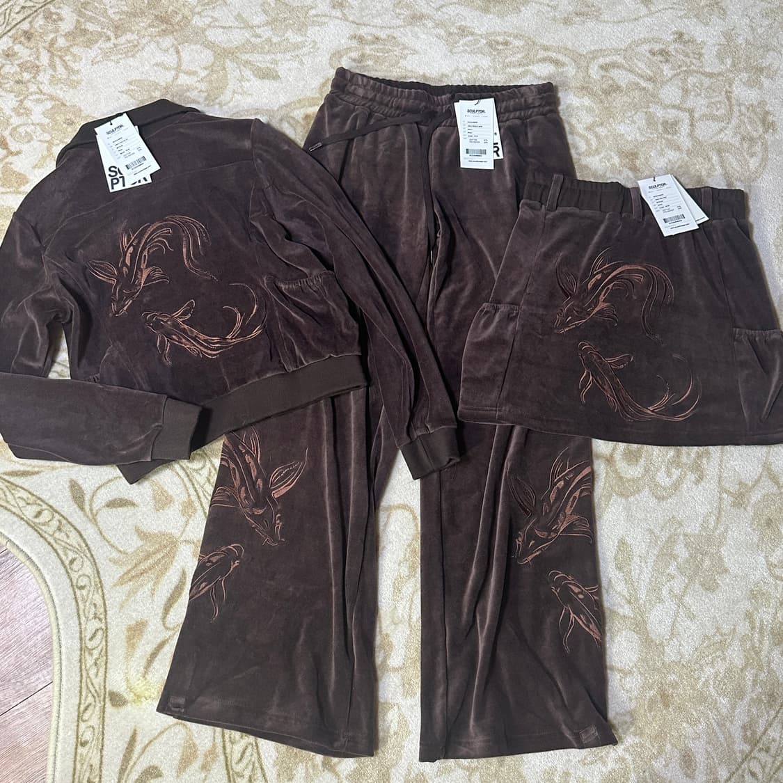 (3 set 셋업) 스컬프터 벨루어 벨벳 3종 세트 셋업 상품이미지1