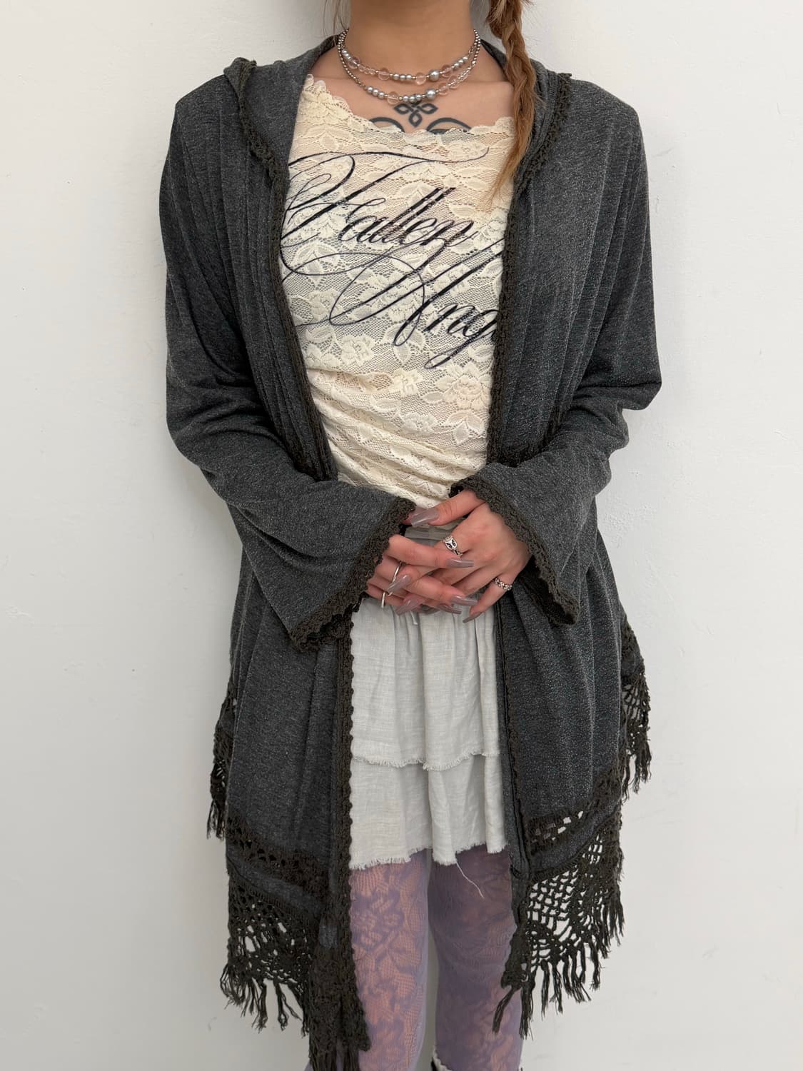 보헤미안 크로쉐 후드 롱 가디건  상품이미지2