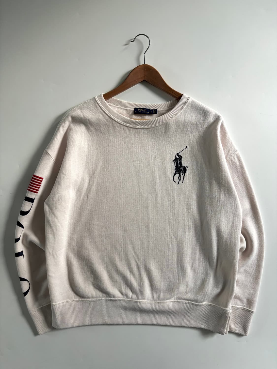 Polo 폴로 랄프로렌 신형라벨 아이보리 성조기 레터링 코튼 맨투맨 상품이미지3