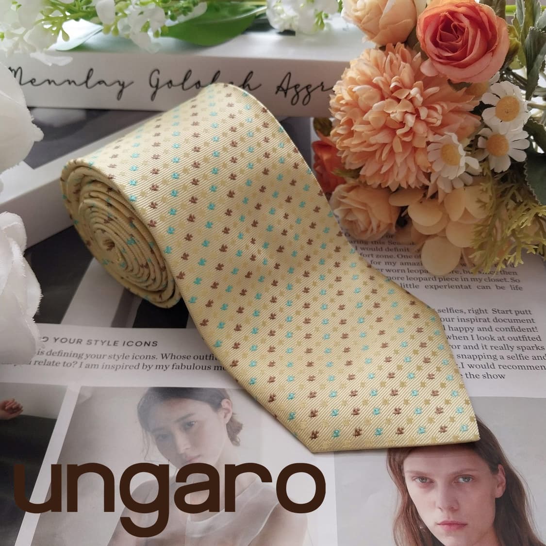 웅가로 넥타이 레몬 스몰 패턴 8.8cm A+등급 K2064 상품이미지1