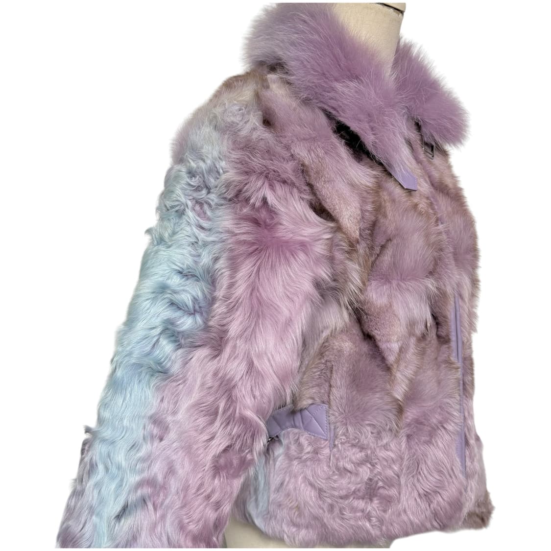 3686 연보라 양가죽 양털 여우털 퍼자켓 상품이미지4