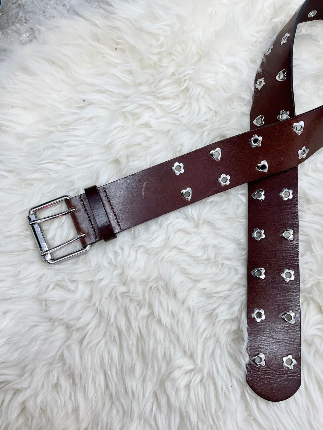 리얼레더 키치 스터드 펀칭 버클 벨트 상품이미지6