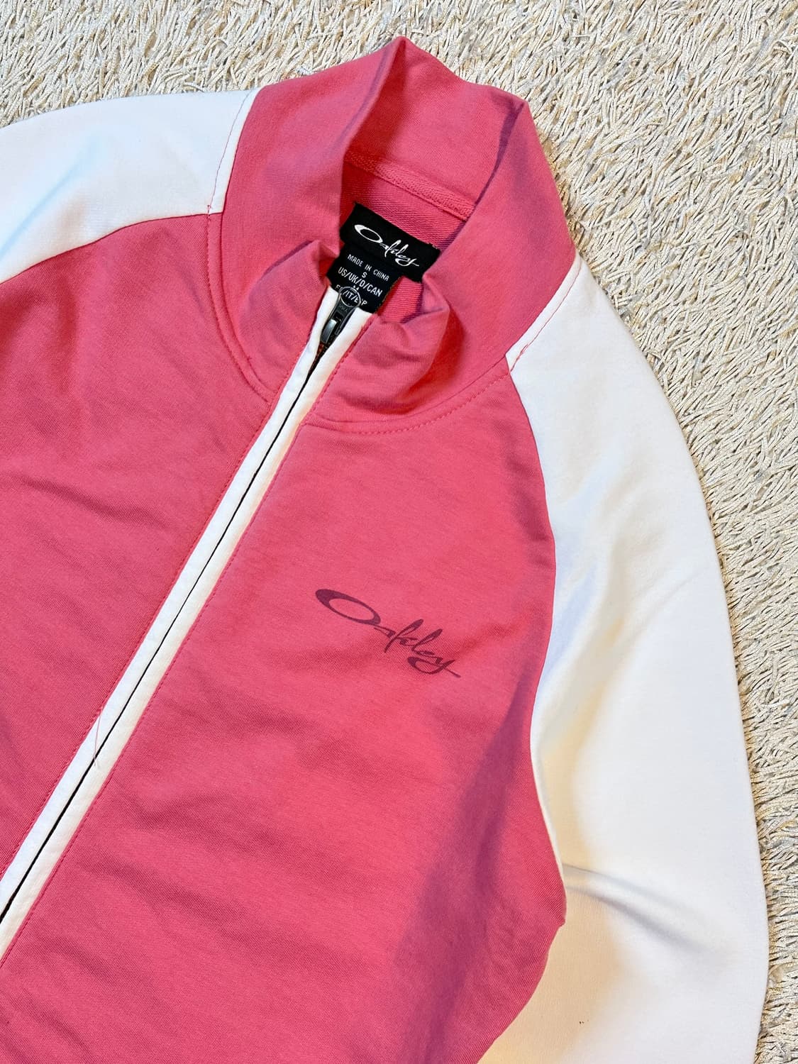 희귀) 오클리 OAKLEY 백로고 코튼 배색 집업 자켓 핑크 상품이미지2