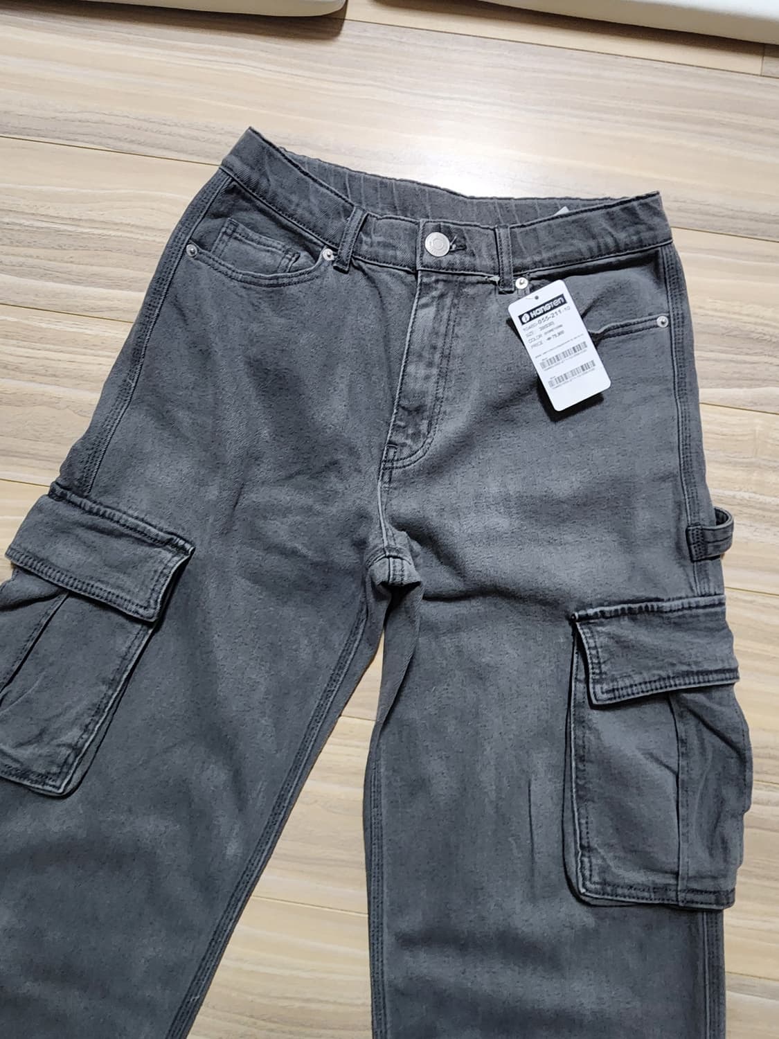 행텐히든밴딩카고스판데님팬츠청바지그레이 상품이미지4