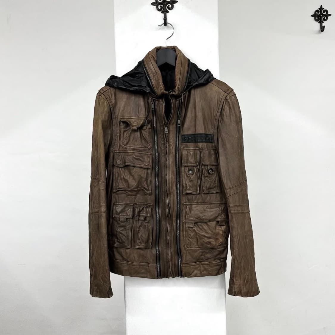 Solid homme multi pocket leather jacket 상품이미지1