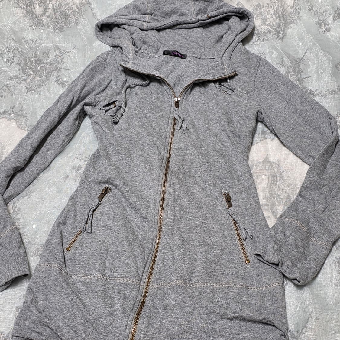 빈티지 딱붙 펑크 그런지 후드 집업 y2k 오네갸루 d.i.a깔 상품이미지2