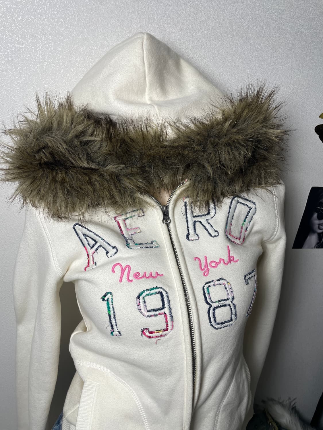 빈티지 Aero 양털 울프죠 후드 집업 상품이미지4